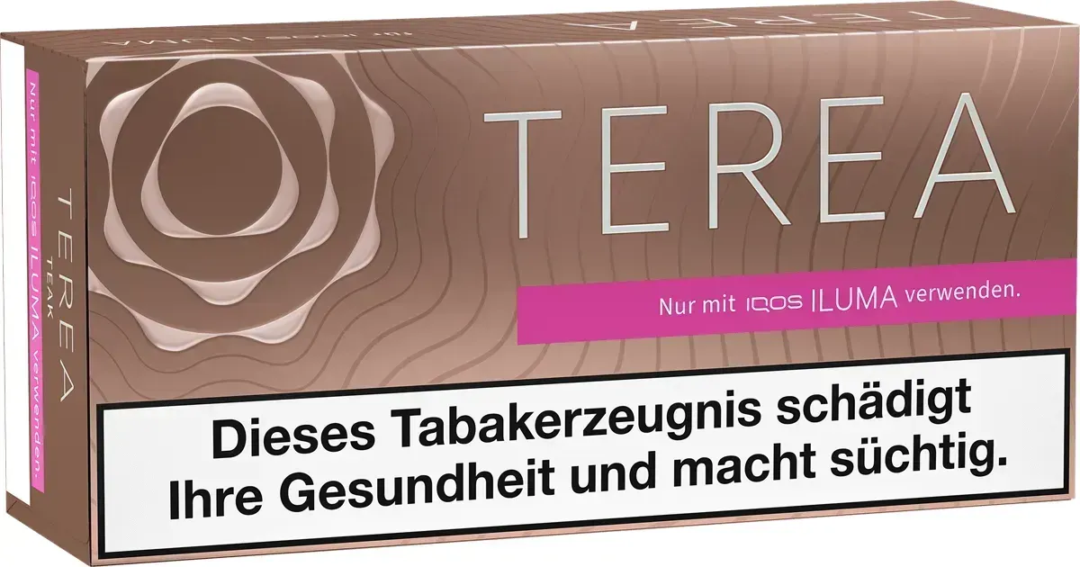 IQOS Terea Teak Gebinde Vorderseite von links