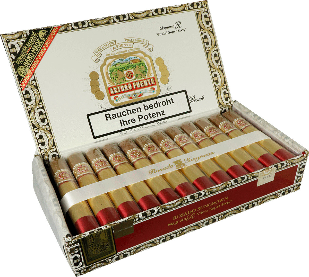 Arturo Fuente Rosado Sungrown - Kiste seitlich geöffnet