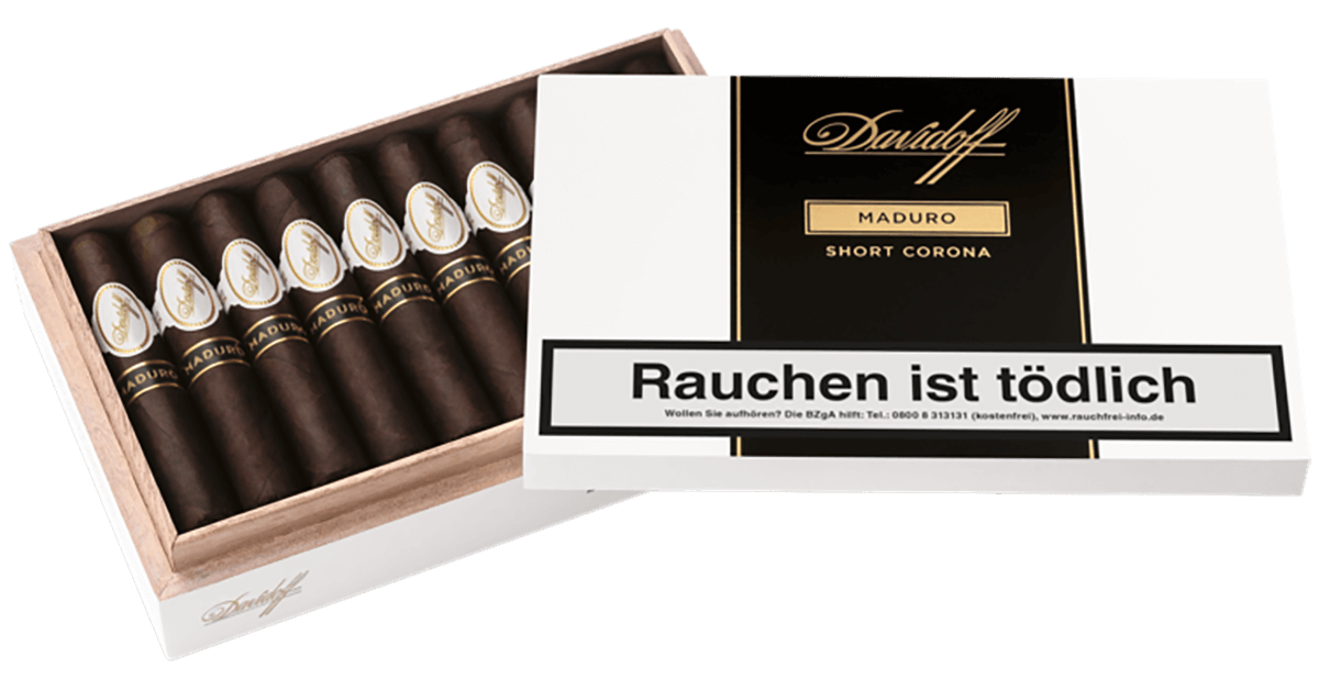 Davidoff Maduro Short Corona - Kiste vorne geöffnet