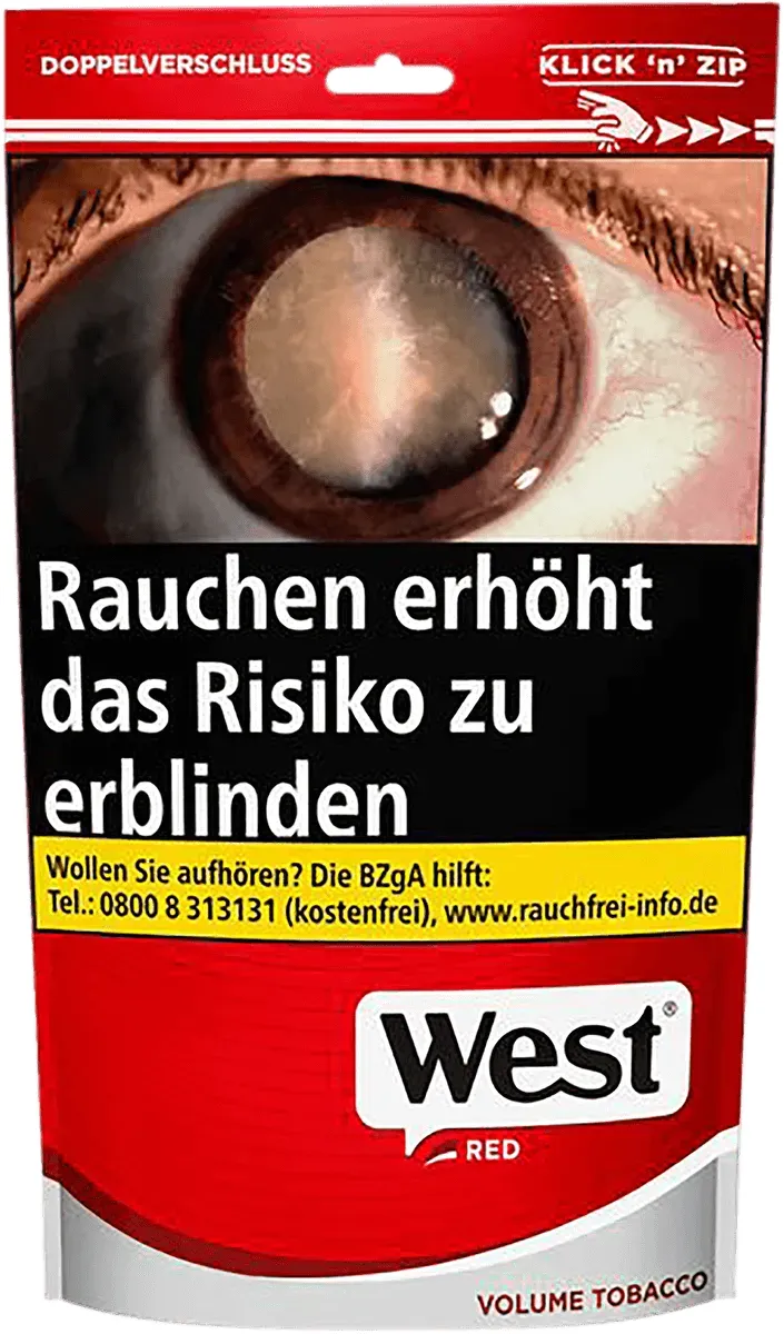 West Red Volume Tobacco Beutel von vorne