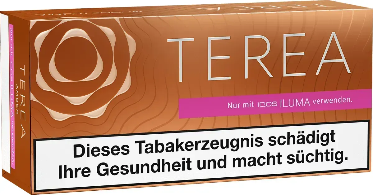 IQOS Terea Amber Gebinde Vorderseite von links