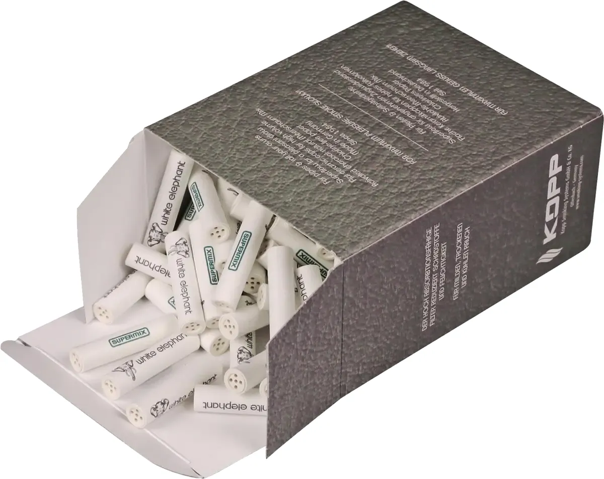 White Elephant Supermix Filter offen mit Inhalt
