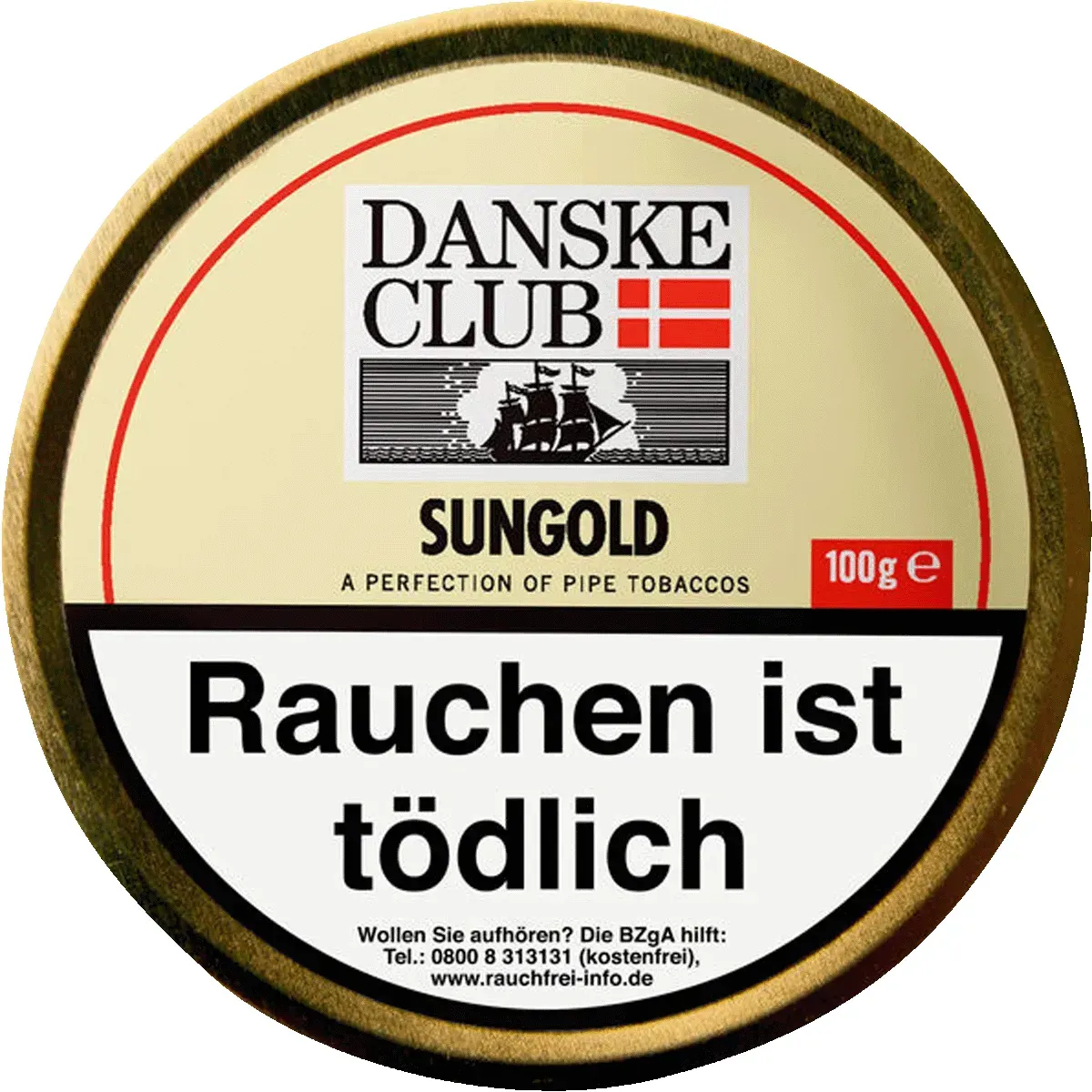Danske Club Sungold Pfeifentabak Deckel Dose von oben