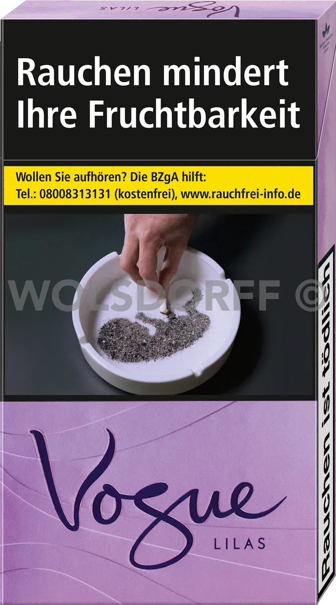 Vogue Lilas Super Slims OP Vorderseite von oben und seitlich rechts