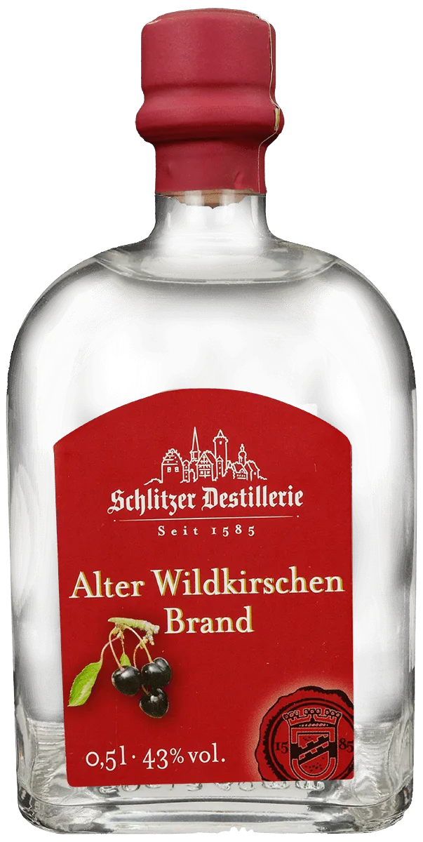 Alter Wildkirschenbrand Flasche Vorderseite