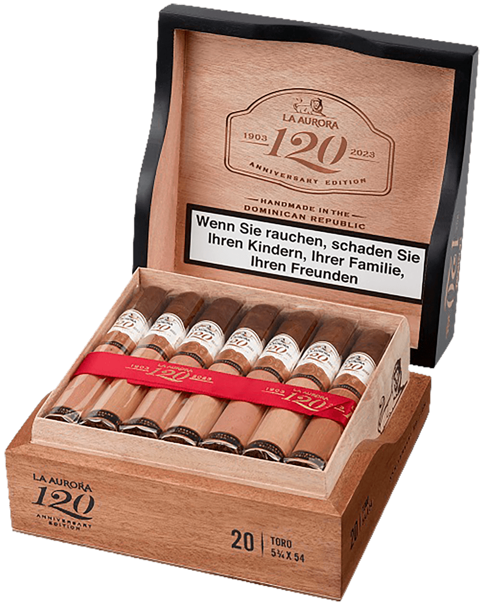 La Aurora 120 Anniversary Toro - Kiste seitlich geöffnet