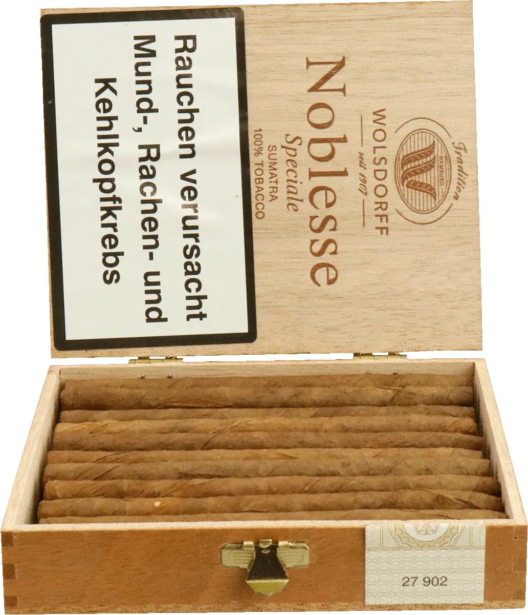 Noblesse Special Sumatra 20Stück offene holzkiste seitlich