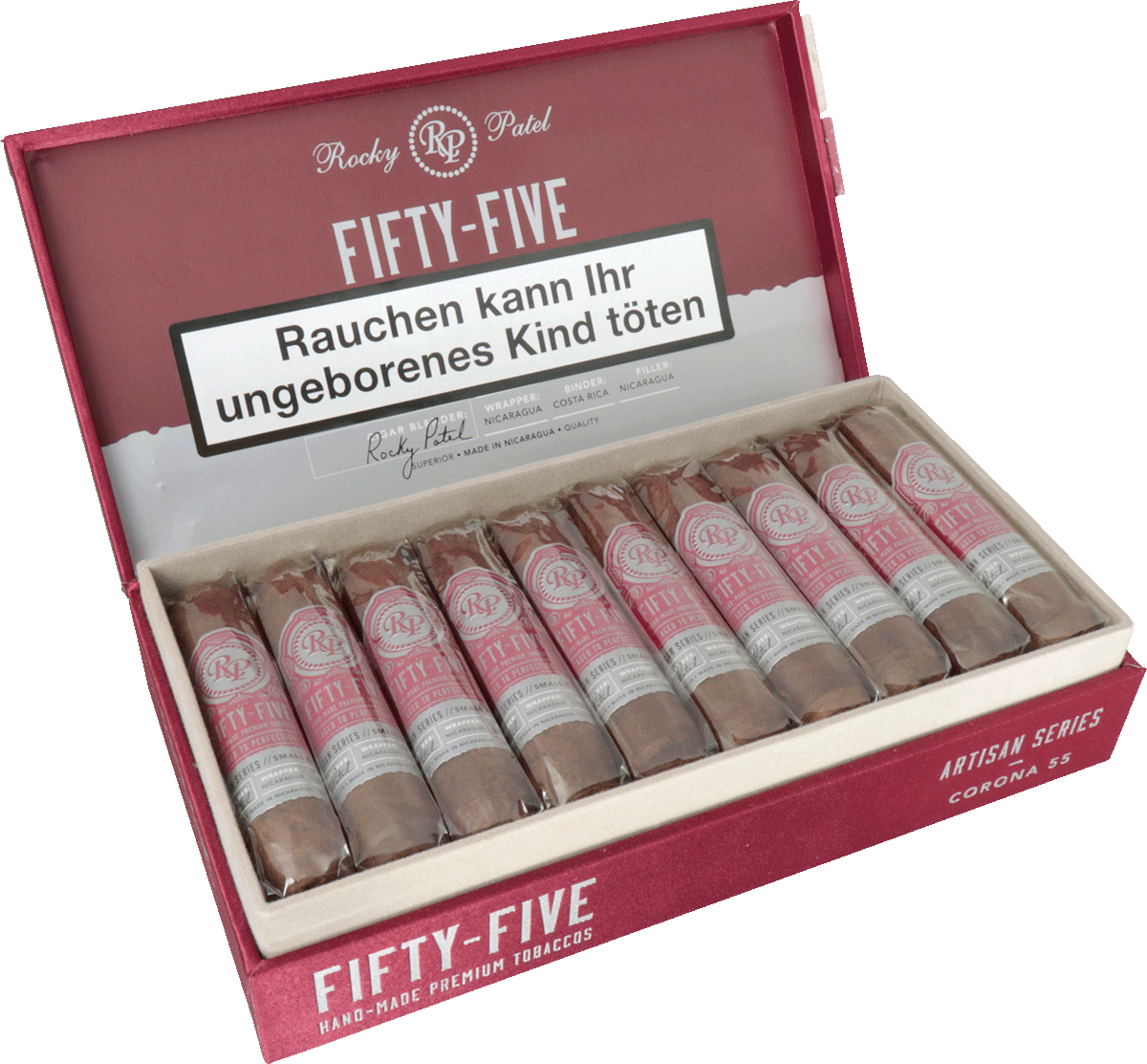 Rocky Patel Fifty-Five Corona - Kiste seitlich geöffnet