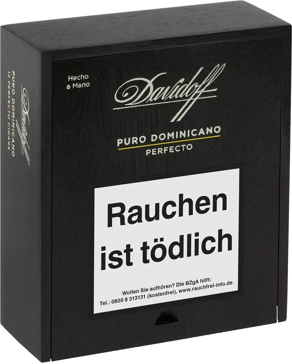 Davidoff Puro Dominicano Perfecto 12er Kiste schräg stehend geschlossen von vorne