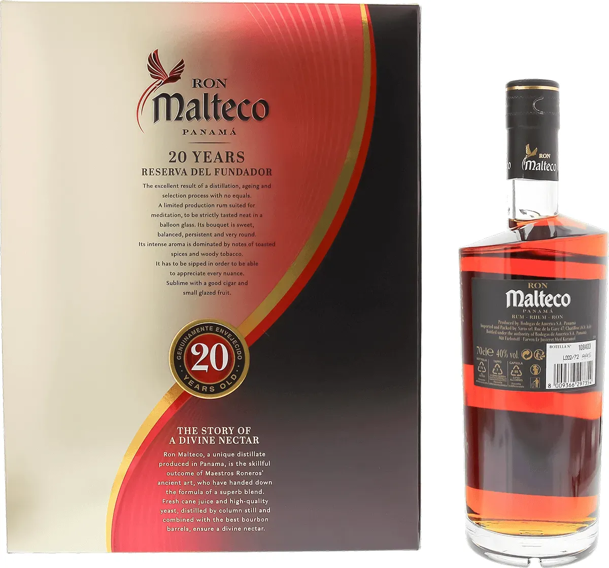 Ron Malteco Geschenkset Umkarton mit Flasche Rueckseite