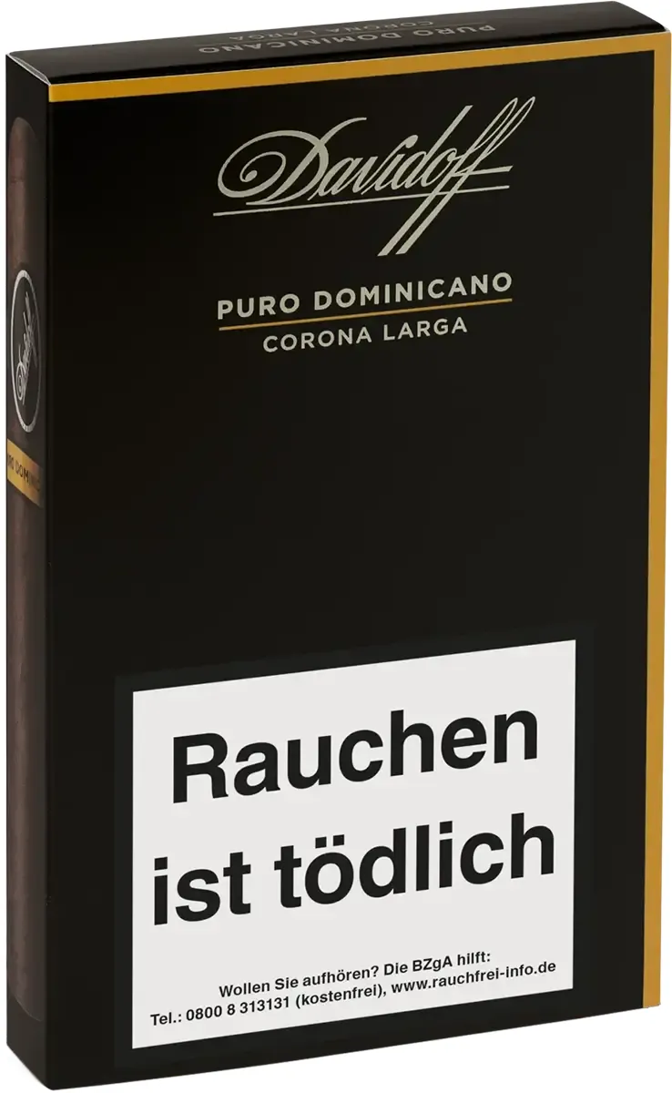 Davidoff Puro Dominicano Corona Larga 5er Etui schräg stehend geschlossen von vorne