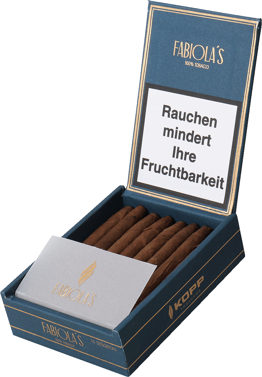 Kopp Fabiola’s Senioritas - Schachtel seitlich geöffnet