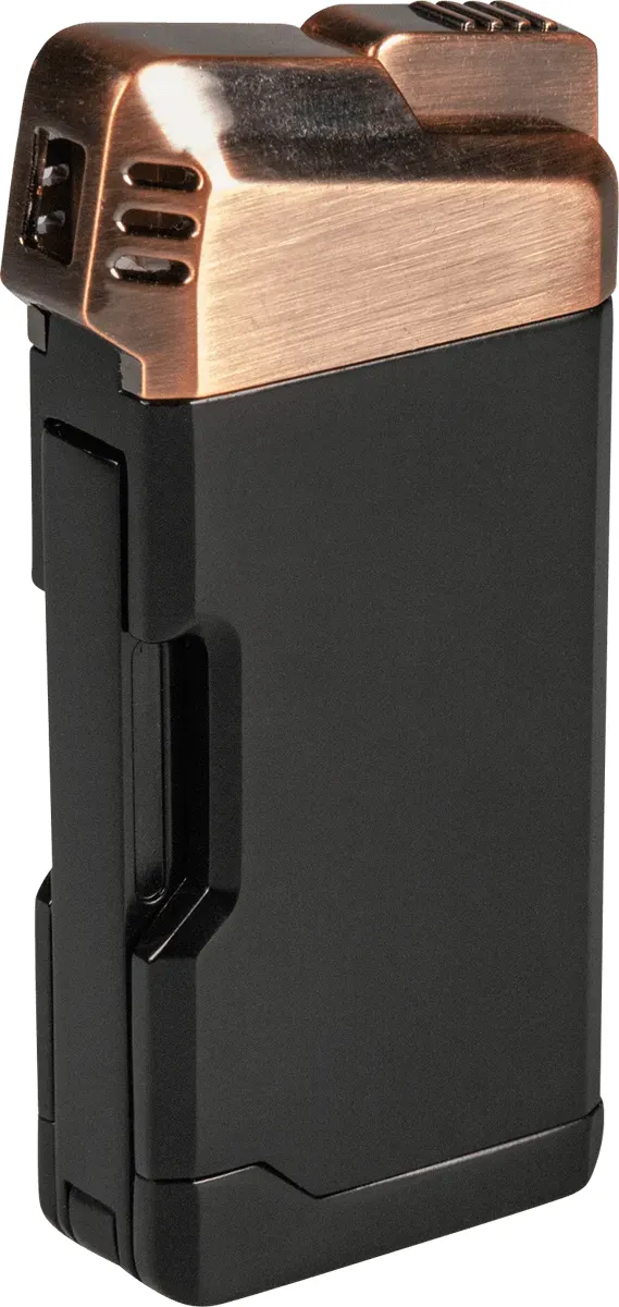 Passatore Pfeifenfeuerzeug Henry schwarz/kupfer antik Frontansicht