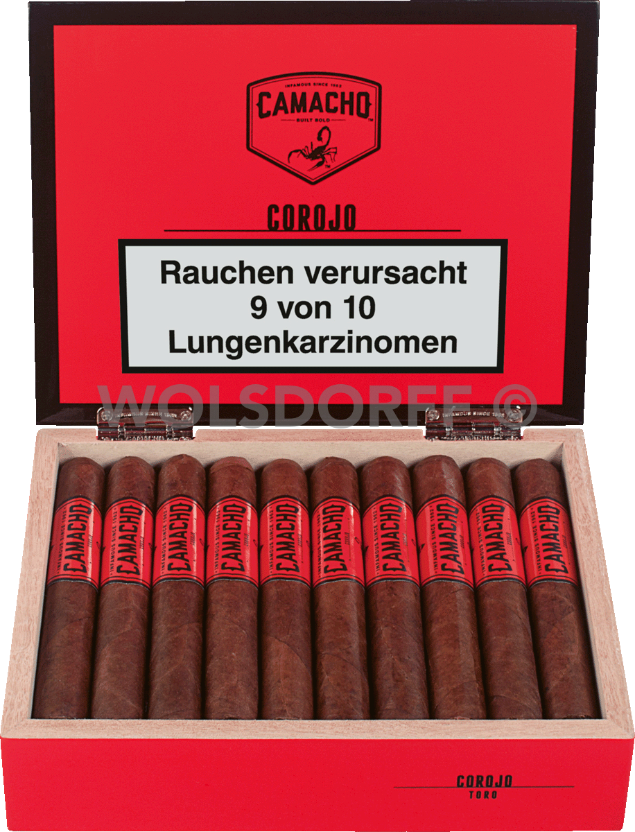 Camacho Corojo Toro - Kiste vorne geöffnet