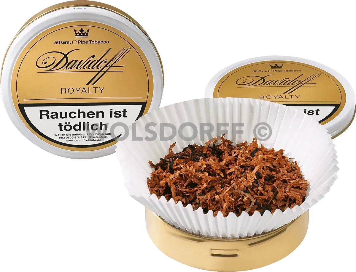 Davidoff Pfeifentabak Royalty Dose von vorne und Dose geöffnet von vorne