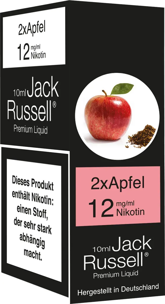 Jack Russell Liquid 2 x Apfel 12mg Verpackung