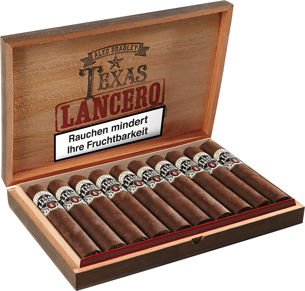 Alec Bradley Texas Lancero - Kiste seitlich geöffnet