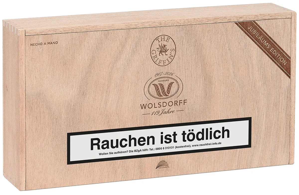 The Griffin's 119 Jahre WOLSDORFF Limited Edition Gran Robusto 25’S Kiste seite