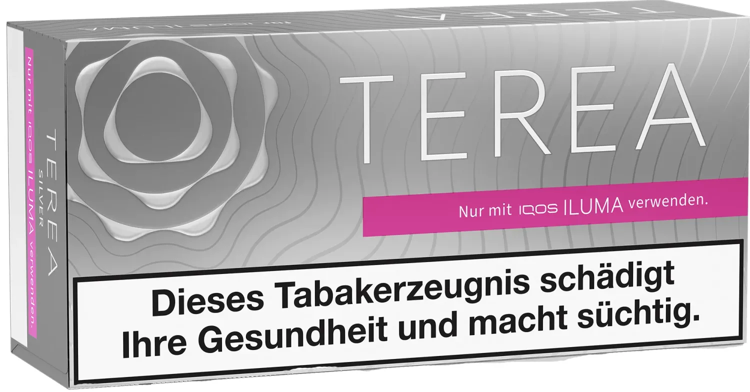 IQOS TEREA Silver Stange schräg von vorne