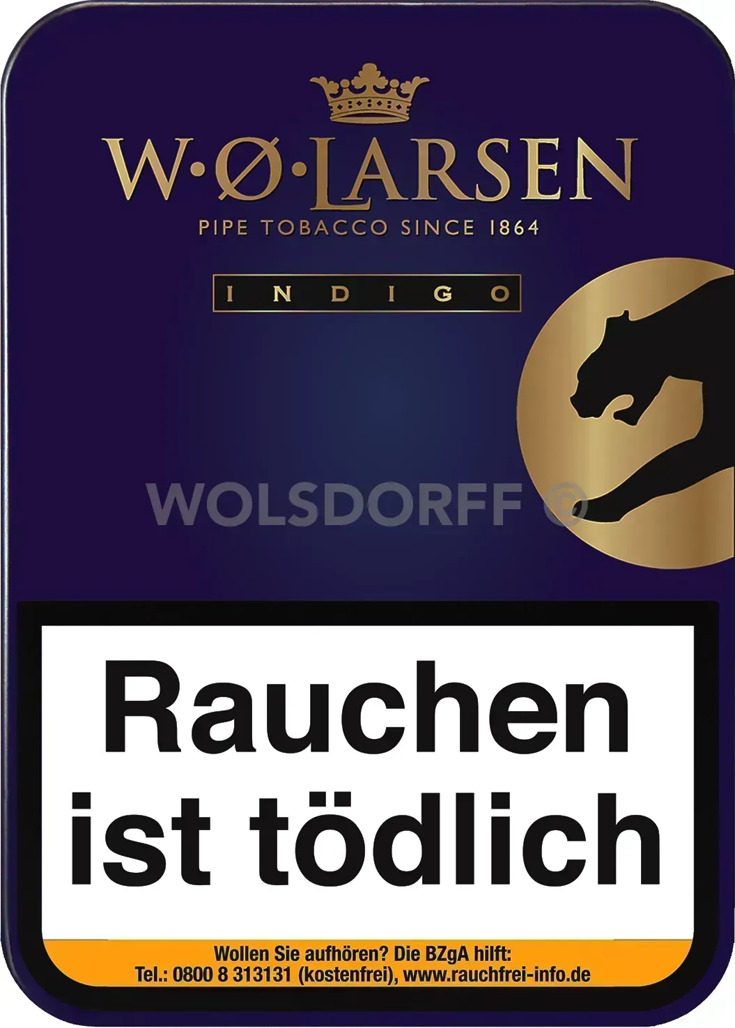 W.Ø. Larsen Indigo Tobacco Deckel Dose von oben