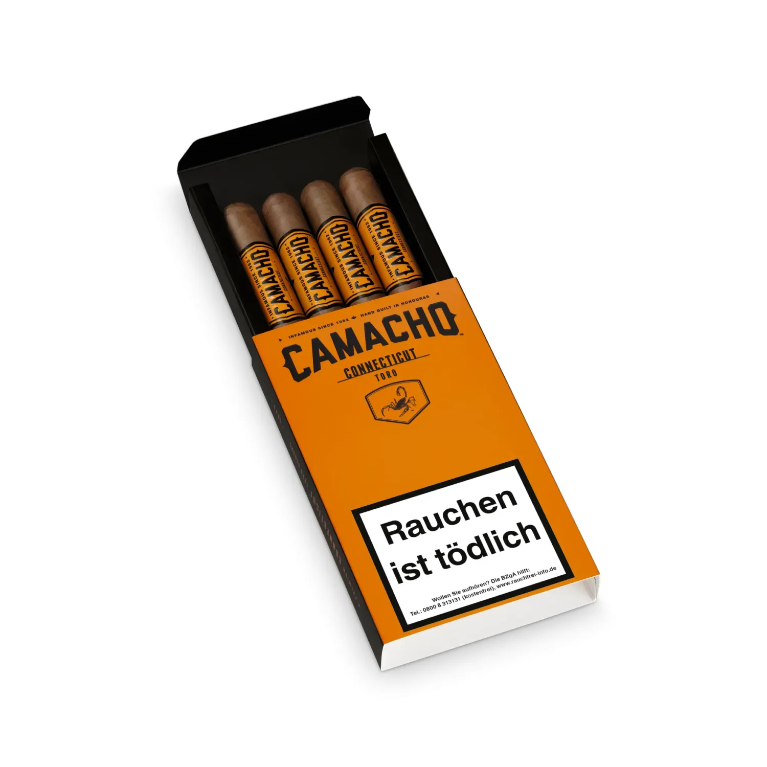 Camacho Connecticut Toro Schachtel offen liegend