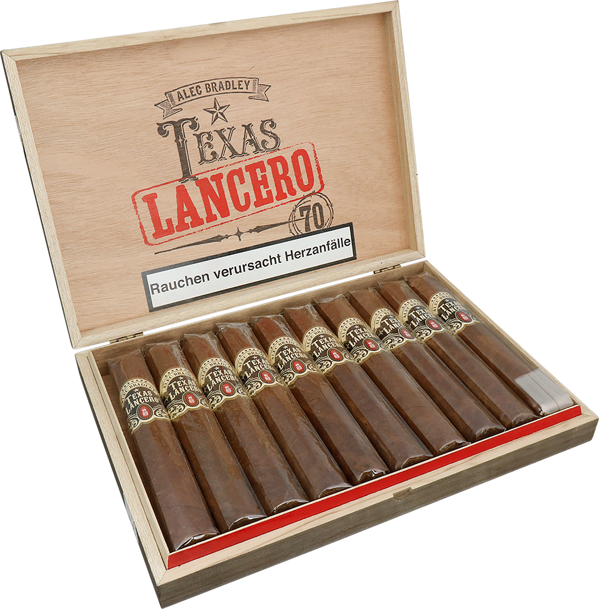 Alec Bradley Texas Lancero - Kiste seitlich geöffnet