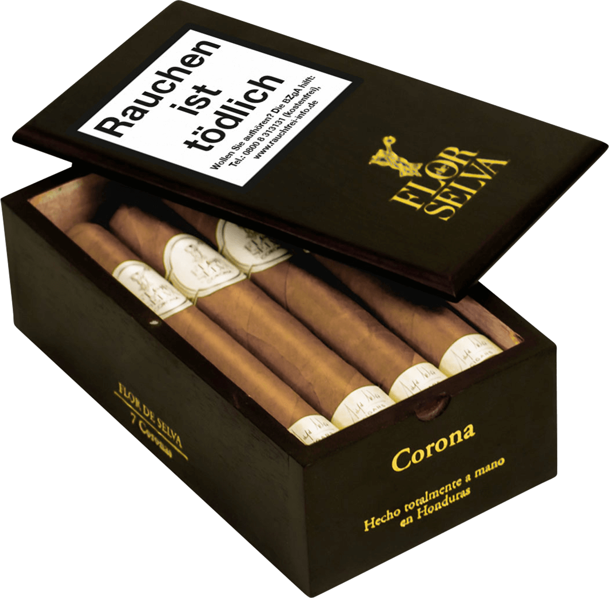 Flor de Selva Corona - Kiste seitlich geöffnet