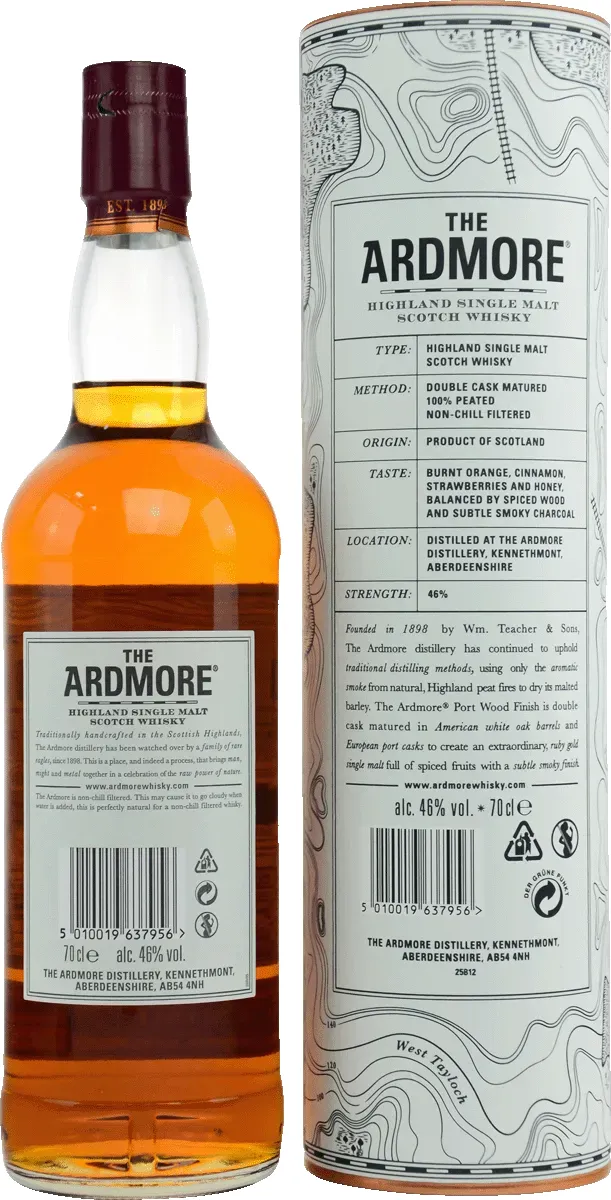 Ardmore Portwood Umkarton und Flasche Rueckseite