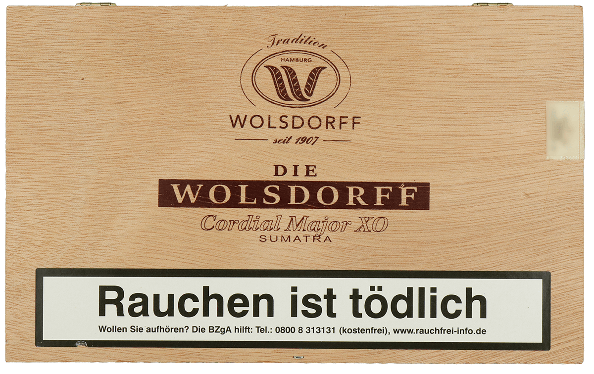 Die WOLSDORFF Cordial - Kiste vorne geschlossen