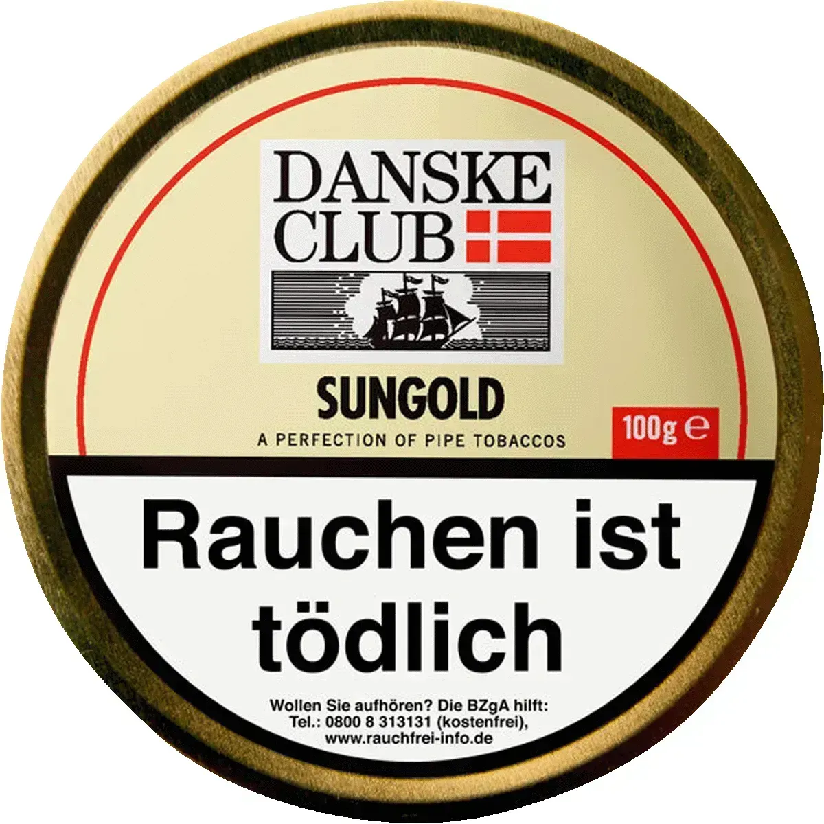 Danske Club Sungold Pfeifentabak Deckel Dose von oben