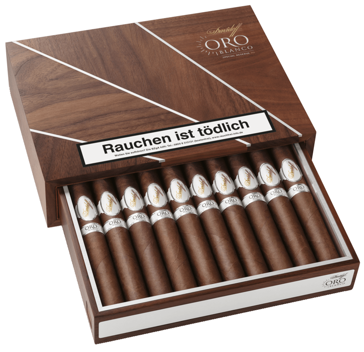 Davidoff Oro Blanco Special Reserve - Kiste seitlich geöffnet