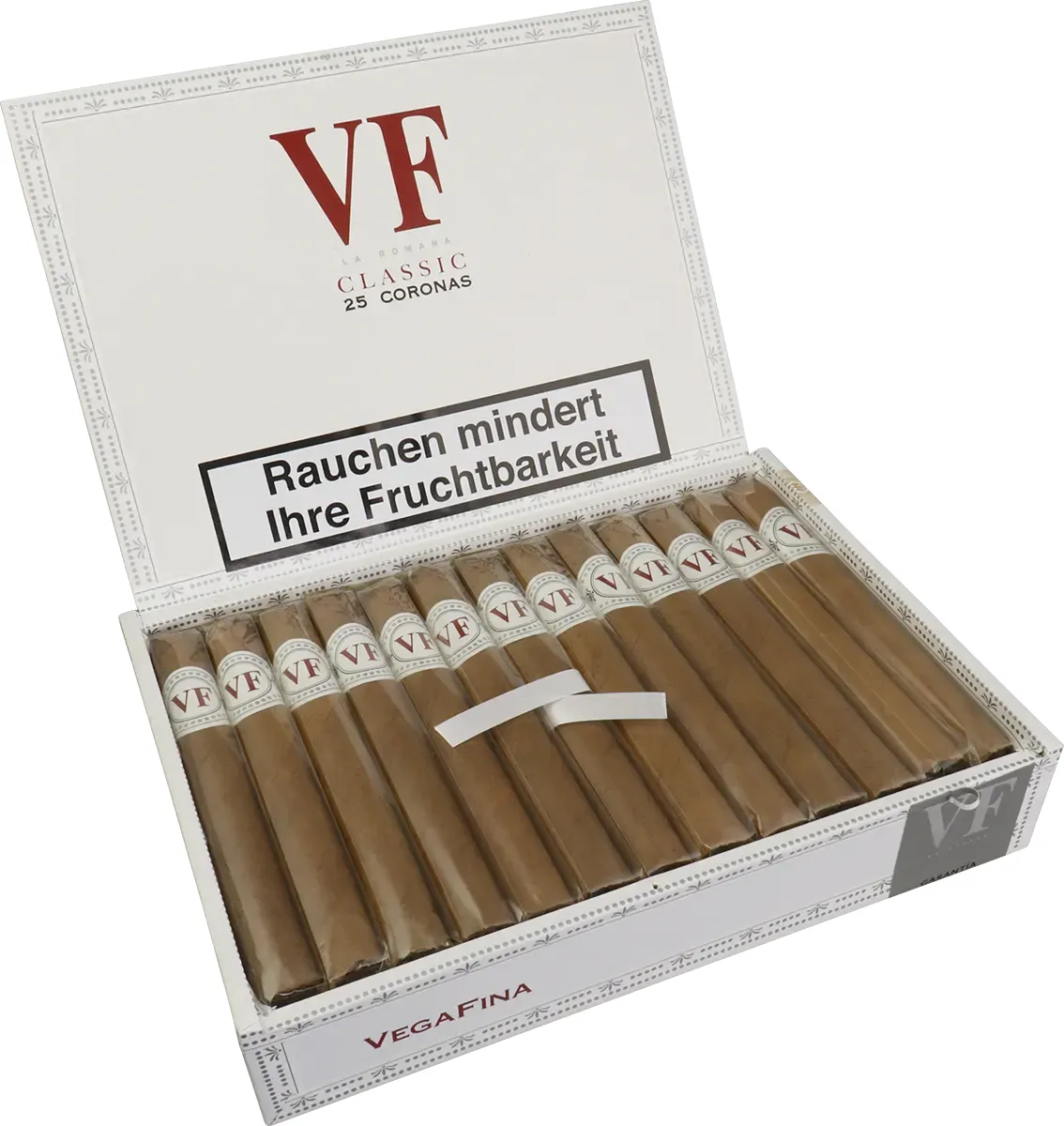 VegaFina Linea Clásica Coronas 25 stück kiste offen seitlich