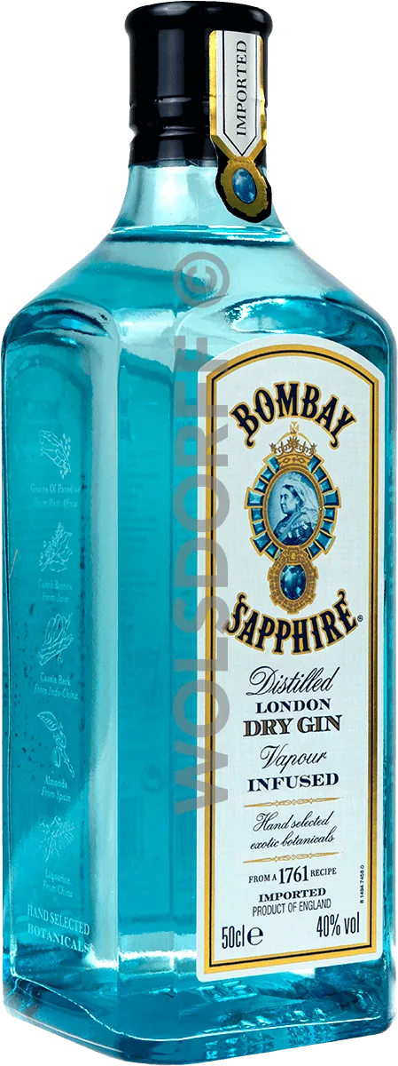 Bombay Sapphire London Dry Gin Flasche seitlich