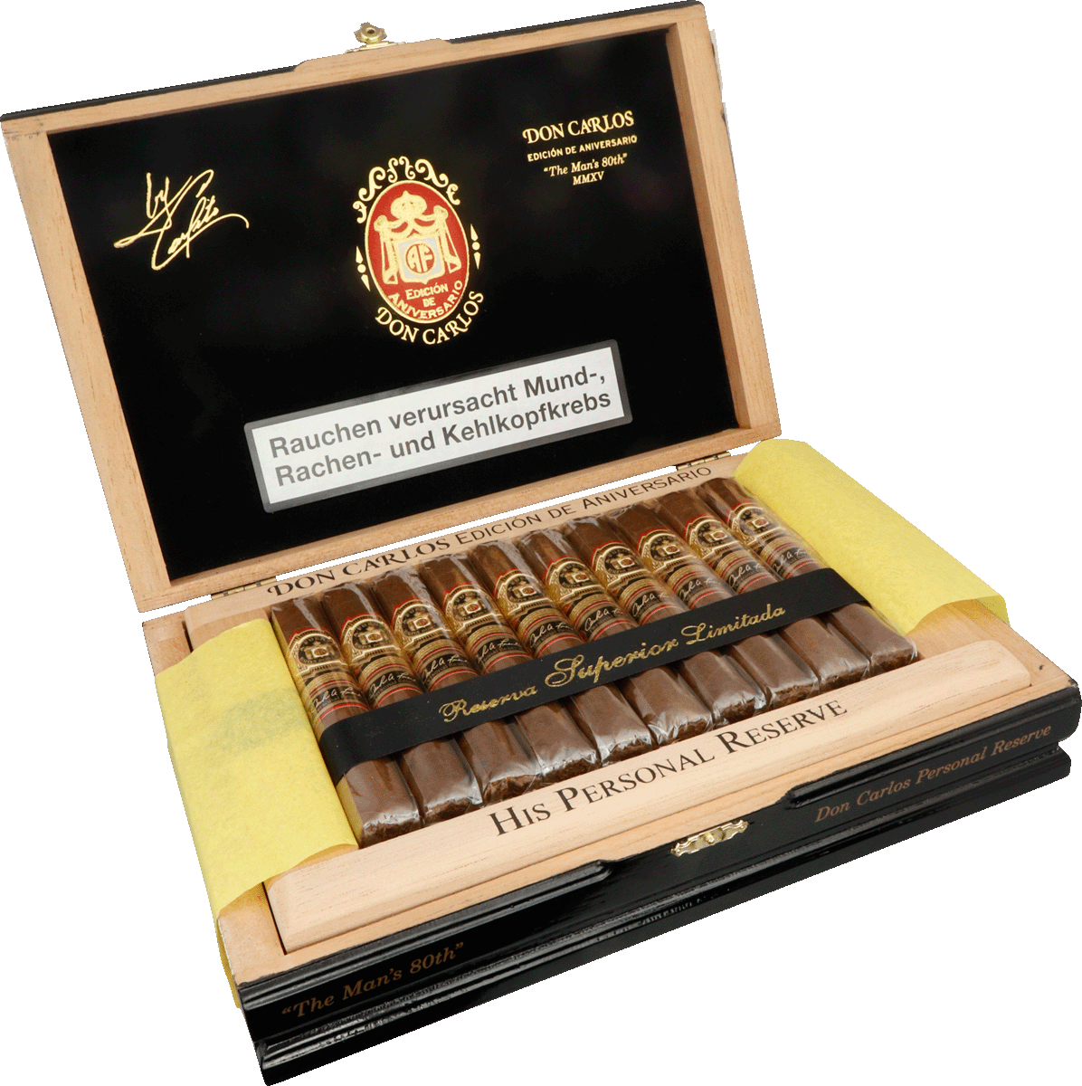 Arturo Fuente Don Carlos The Man's 80th - Kiste seitlich geöffnet