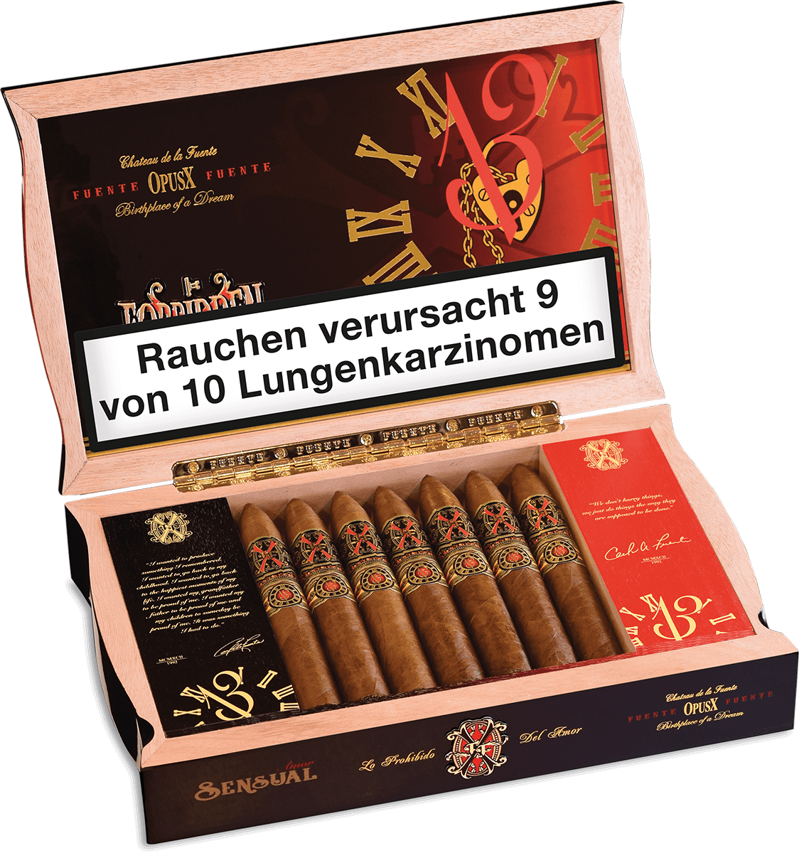 Arturo Fuente Opus X Forbidden - Kiste seitlich geöffnet