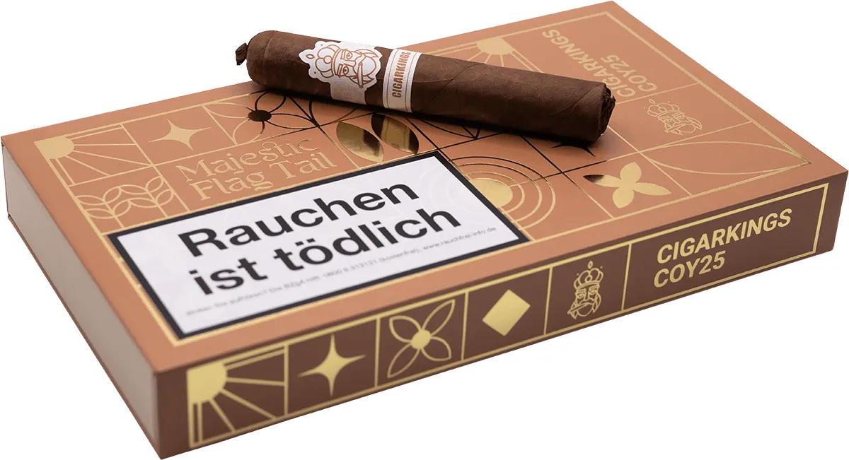 Cigarking COY 25 Kiste liegend mit Zigarre