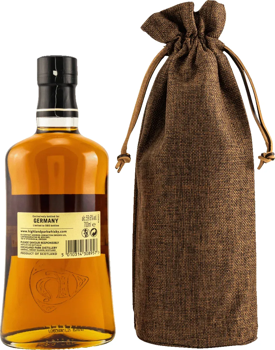 Highland Park 2003/2018 Flasche mit Beutel Rueckseite