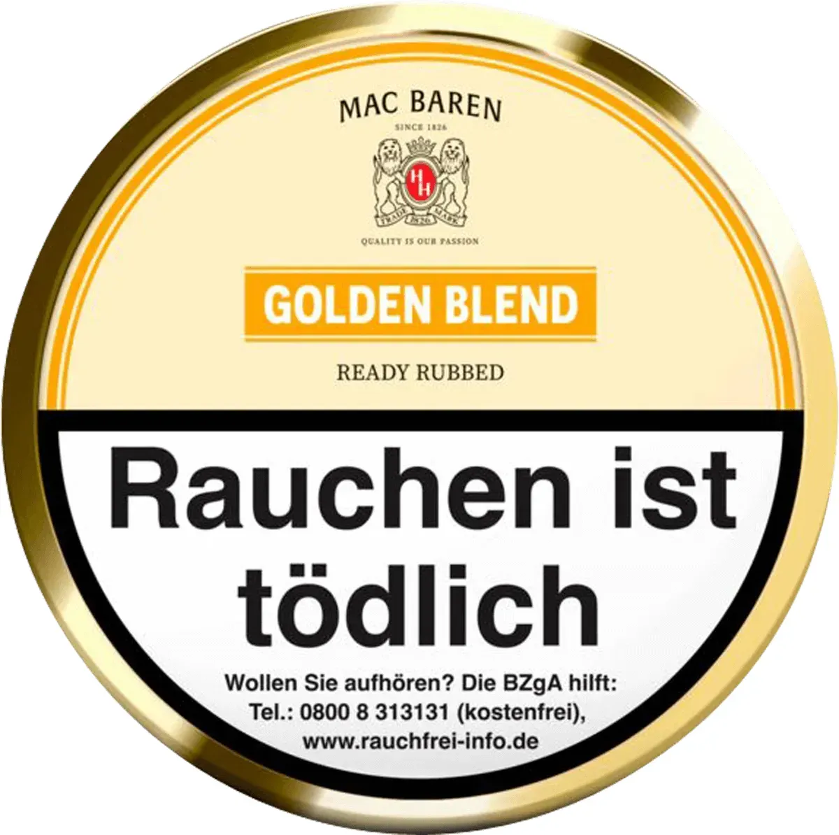 Mac Baren Golden Blend Pfeifentabak 100g Dose, Oberseite, geschlossen