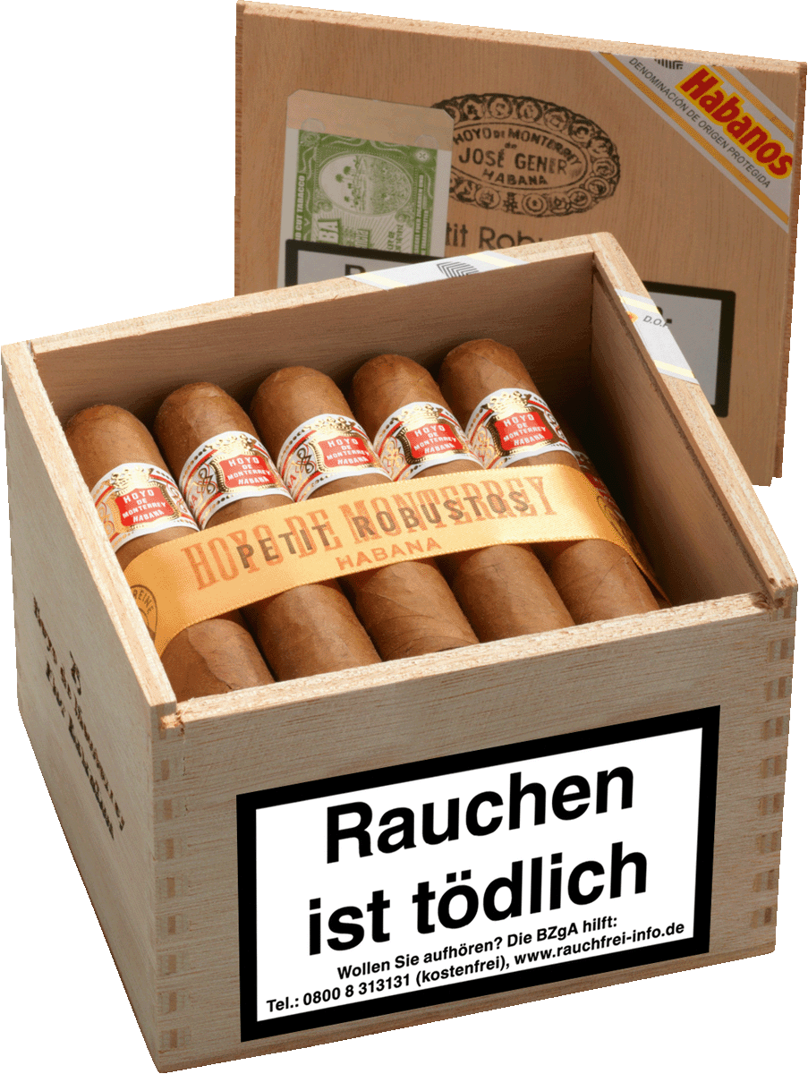 Hoyo de Monterrey Petit Robusto - Kiste vorne geöffnet