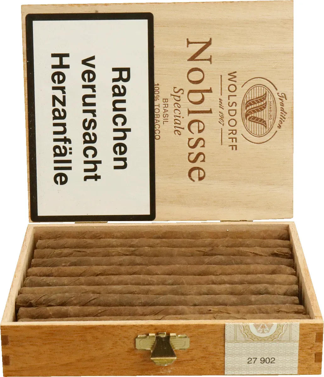 Noblesse Special Brasil 20stück offene holzkiste von der seite