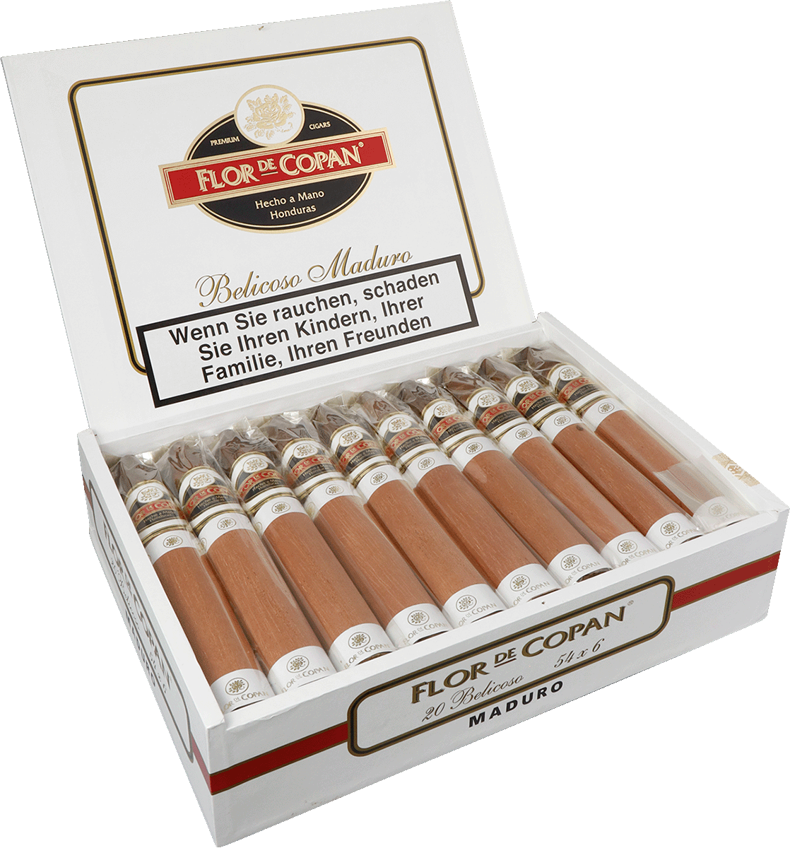 Flor de Copán Maduro Belicoso - Kiste seitlich geöffnet