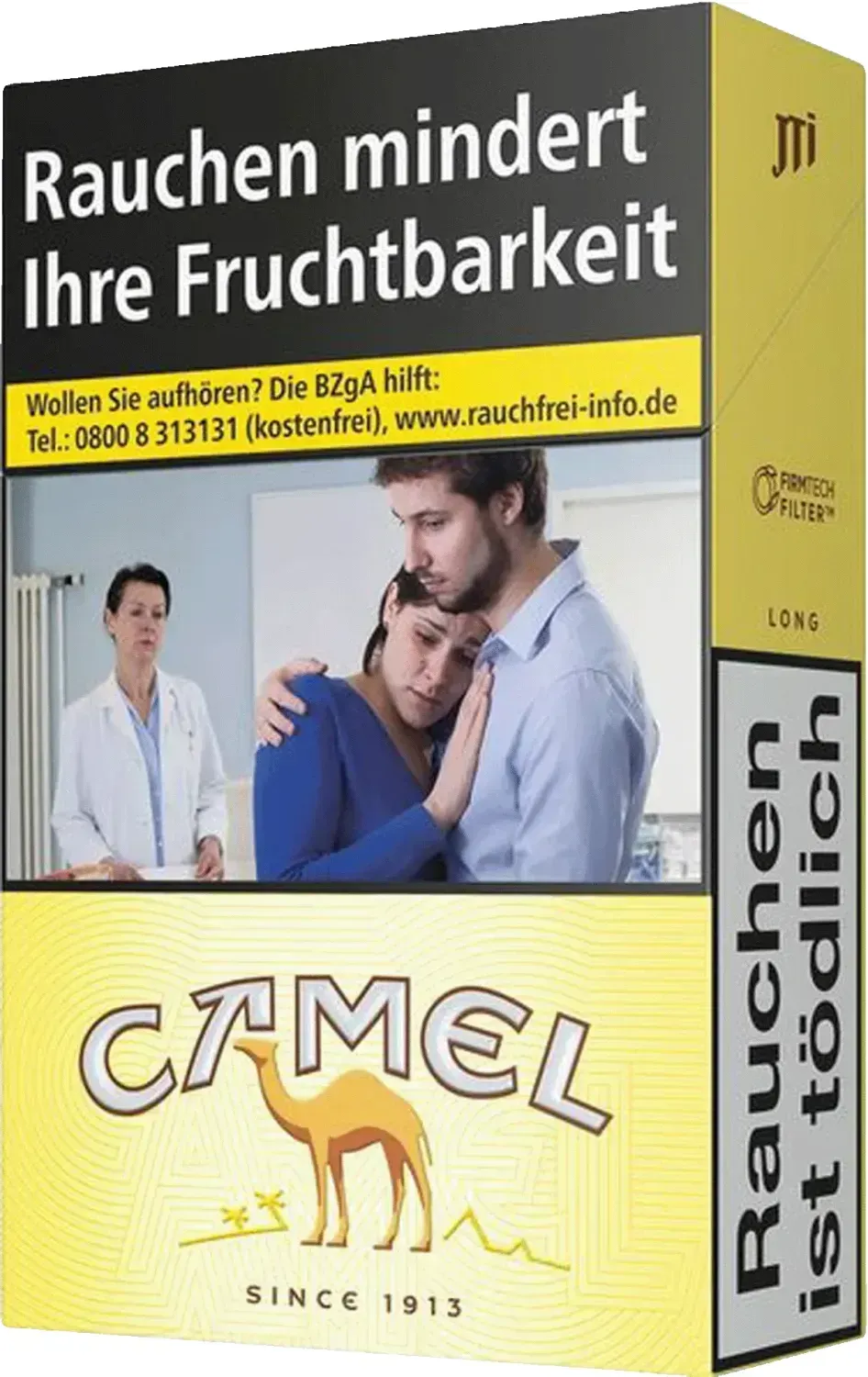Camel Yellow Long BP XXL Packung schräg von vorne