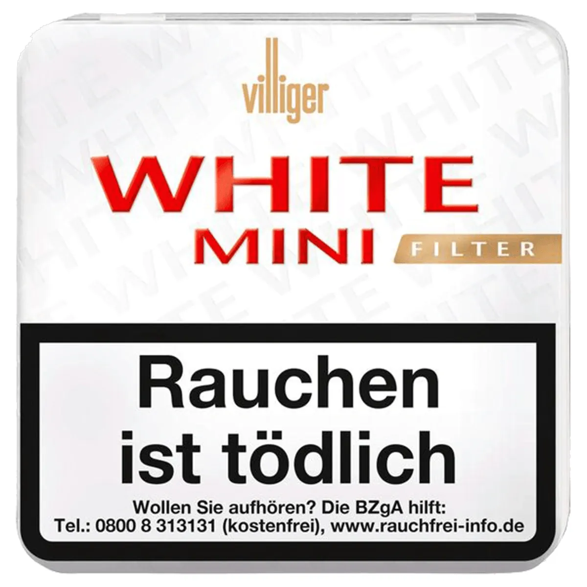 Villiger White Mini Filter Smooth Sumatra 20stück von vorne weiße metalbx