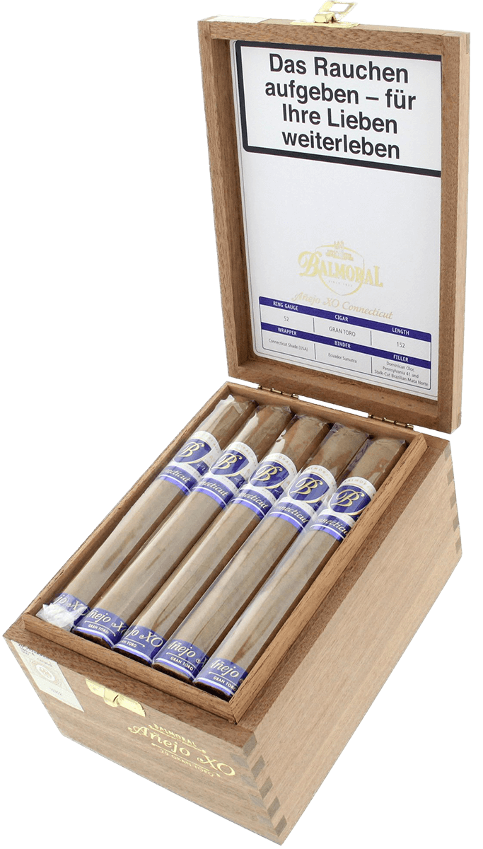 Balmoral Añejo XO - Kiste seitlich geöffnet