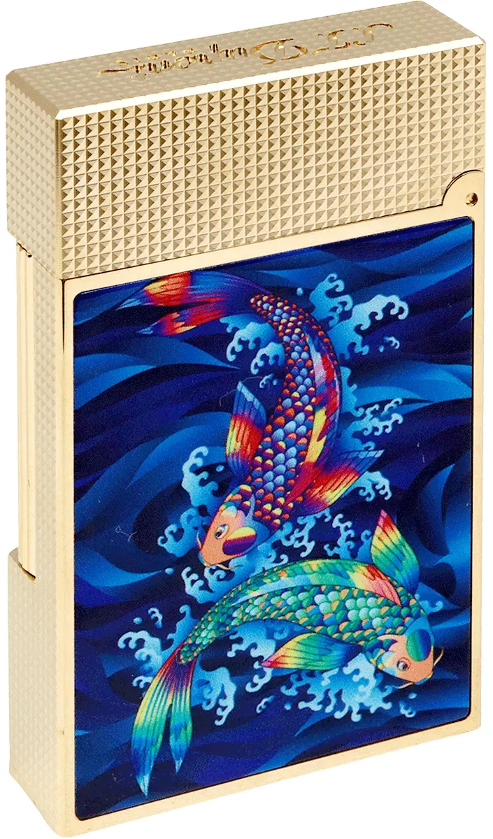 S.T. Dupont L2 Koifish Shiny Yellow Gold Rueckseite