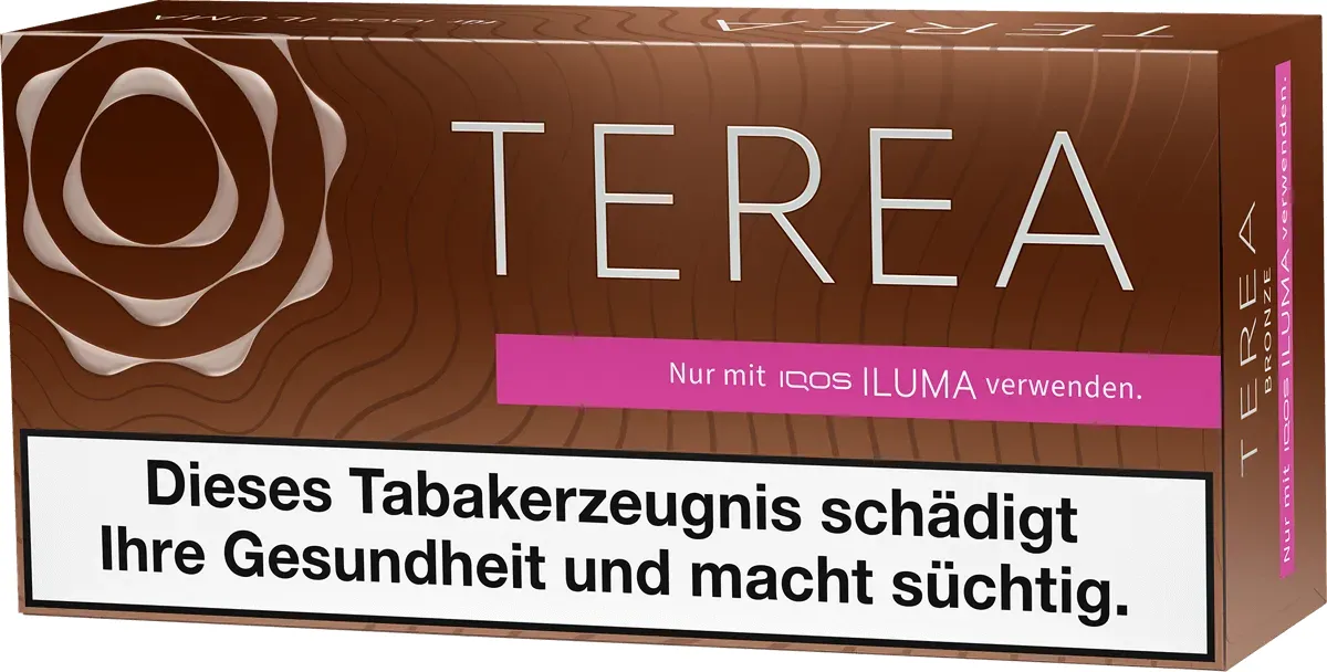 IQOS Terea Bronze Gebinde Vorderseite von rechts