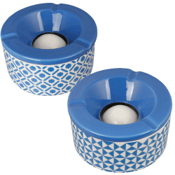 Windaschenbecher Keramik weiß/blau gemustert sortiert