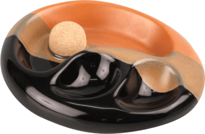 Pfeifenascher Keramik oval schwarz/braun