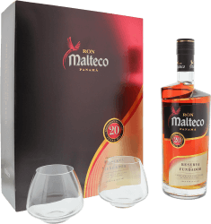 Ron Malteco 20 Jahre Rum Geschenkset mit 2 Gläsern