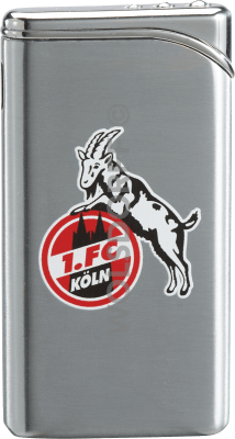 Feuerzeug Tempo chrom matt 1. FC Köln Vereinslogo bedruckt.
